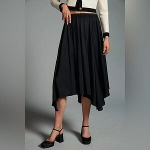 Anthropologie Black Asymmetrical A-Line Skirt